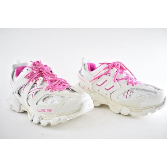 Balenciaga Track Sneaker Pink White Lace Up Tie Low Top Platform Flat Trainer 40 - Picture 4 of 12